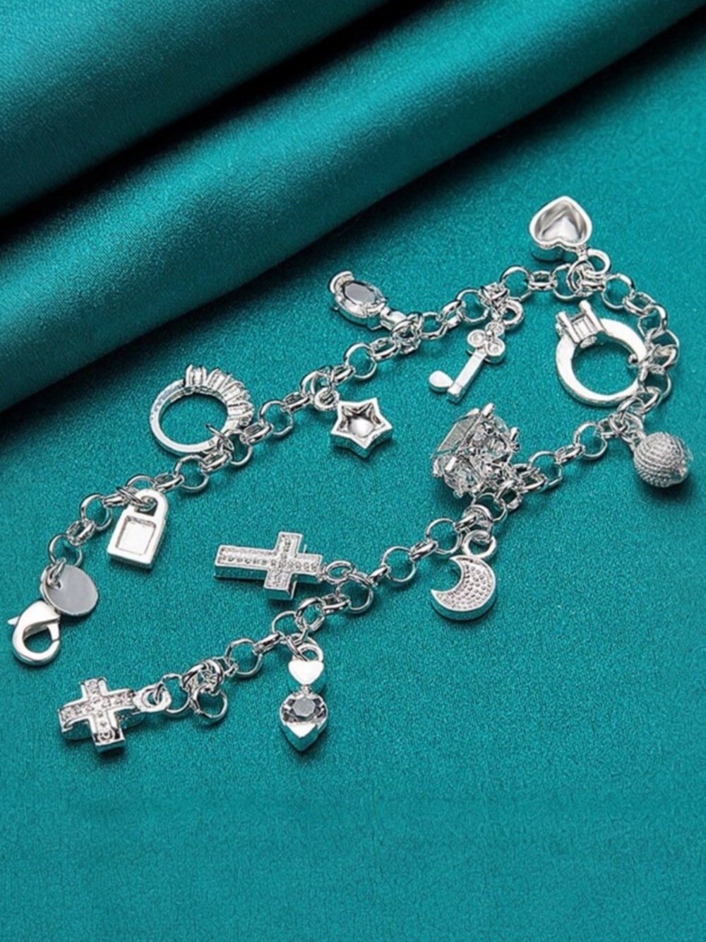 ๐ชท Silver Dangle Charm Bracelet - Picture 4 of 5
